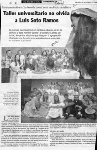Taller universitario no olvida a Luis Soto Ramos  [artículo].