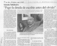 "Pago la deuda de escribir antes del olvido"  [artículo].