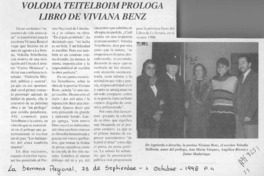 Volodia Teitelboim prologa libro de Viviana Benz  [artículo].