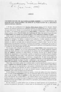 Contribución del Dr. Salvador Allende Gossens a la salud pública de nuestro país  [artículo] Beatriz Bueno Espíndola.