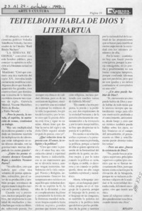 Teitelboim habla de Dios y literatura  [artículo] Risato.