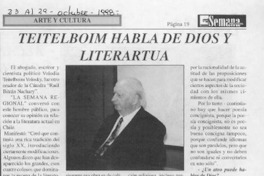Teitelboim habla de Dios y literatura  [artículo] Risato.