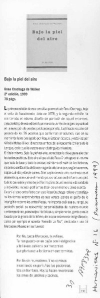 Bajo la piel del aire  [artículo].