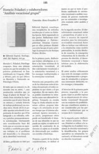 "Análisis vocacional grupal"  [artículo] Rosa González P.