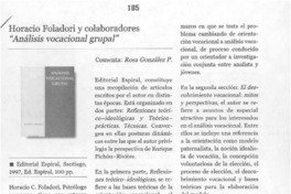 "Análisis vocacional grupal"  [artículo] Rosa González P.