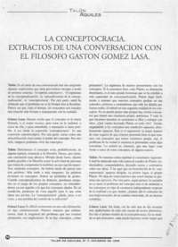 La conceptocracia, extractos de una conversación con el filósofo Gastón Gómez Lasa  [artículo].