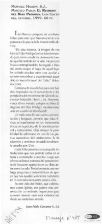 El regreso del hijo pródigo  [artículo] Juan Pablo Cárcamo V.