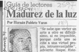 Madurez de la luz  [artículo] Hernán Poblete Varas.