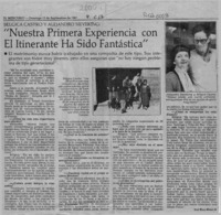 "Nuestra primera experiencia con el Itinerante ha sido fantástica"  [artículo] Ana Rosa Romo R.