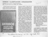 Verbos, clasificación, conjugación  [artículo] Mario Farías Andrade.