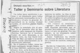 Taller y seminario sobre literatura  [artículo].