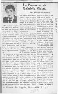 La presencia de Gabriela Mistral  [artículo] Wellington Rojas V.