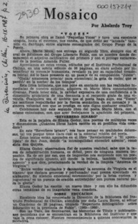 Mosaico  [artículo] Abelardo Troy.