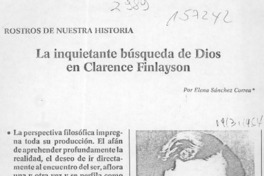 La inquietante búsqueda de Dios en Clarence Finlayson  [artículo] Elena Sánchez Correa.