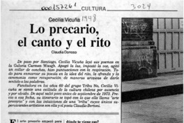 Lo precario, el canto y el rito  [artículo] Claudia Donoso.