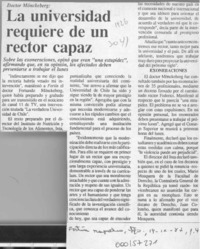 La Universidad requiere de un rector capaz  [artículo].