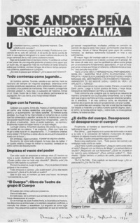 José Andrés Peña en cuerpo y alma  [artículo] Gregory Cohen.