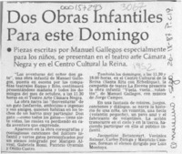 Dos obras infantiles para este domingo  [artículo].