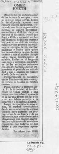 Omer Emeth  [artículo] Alone.