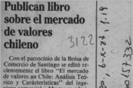 Publican libro sobre el mercado de valores chileno  [artículo].