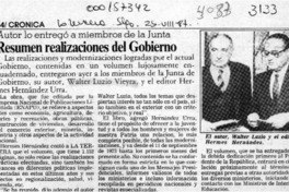 Resumen realizaciones del gobierno  [artículo].