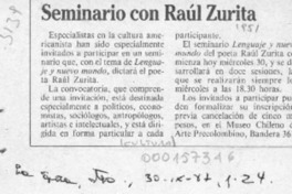 Seminario con Raúl Zurita  [artículo].