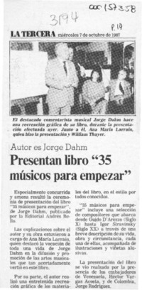Presentan libro "35 músicos para empezar"  [artículo].