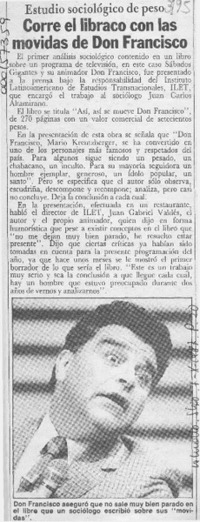 Corre el libraco con las movidas de Don Francisco  [artículo].