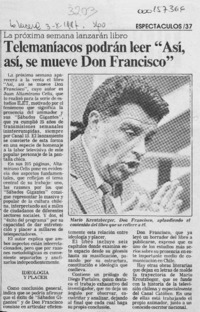Telemaníacos podrán leer "Así, así, se mueve Don Francisco"  [artículo].