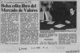 Bolsa edita libro del Mercado de Valores  [artículo].