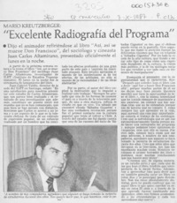 Mario Kreutzberger, "Excelente radiografía del programa"  [artículo].