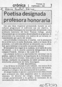 Poetisa designada profesora honoraria  [artículo].