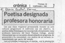 Poetisa designada profesora honoraria  [artículo].