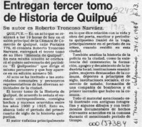 Entregan tercer tomo de "Historia de Quilpué"  [artículo].