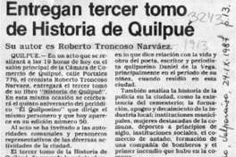 Entregan tercer tomo de "Historia de Quilpué"  [artículo].