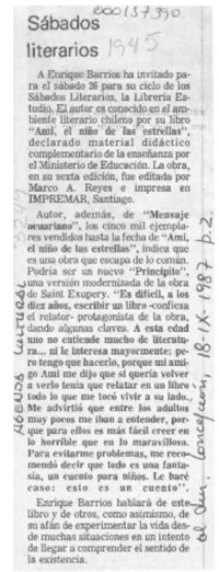 Sábados literarios  [artículo].