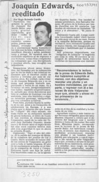 Joaquín Edwards, reeditado