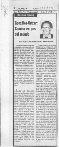 González-Urízar, camino en pos del mundo  [artículo] Horacio Hernández Anderson.