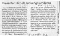 Presentan libro de sociólogas chilenas  [artículo].
