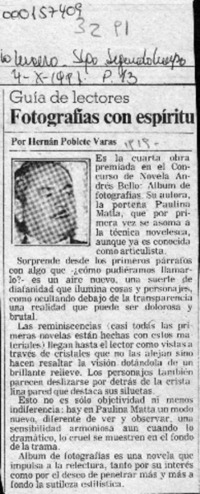 Fotografías con espíritu  [artículo] Hernán Poblete Varas.