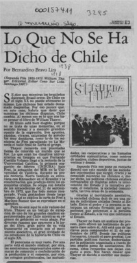 Lo que no se ha dicho de Chile  [artículo] Bernardino Bravo Lira.