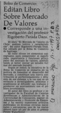 Editan libro sobre mercado de valores  [artículo].