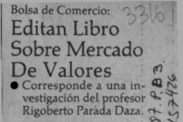 Editan libro sobre mercado de valores  [artículo].