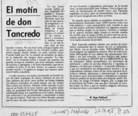 El motín de don Tancredo  [artículo] Hugo Goldsack.