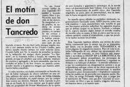 El motín de don Tancredo  [artículo] Hugo Goldsack.