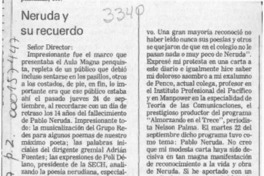 Neruda y su recuerdo  [artículo] Héctor Eduardo Espinoza Viveros.