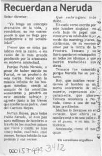 Recuerdan a Neruda  [artículo].