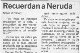 Recuerdan a Neruda  [artículo].