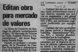 Editan obra para mercado de valores  [artículo].