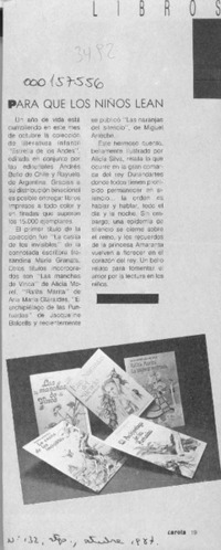 Para que los niños lean  [artículo].